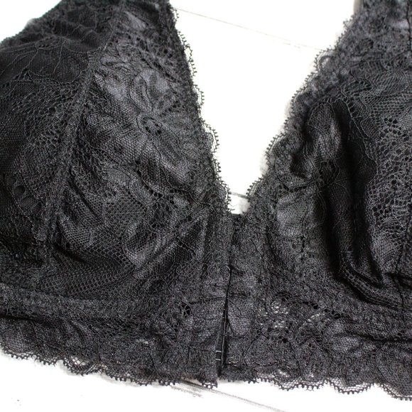 Rene Rofe Women's Black Lace Bra Size M Padded Wire Free Front Hook - Picture 3 of 6